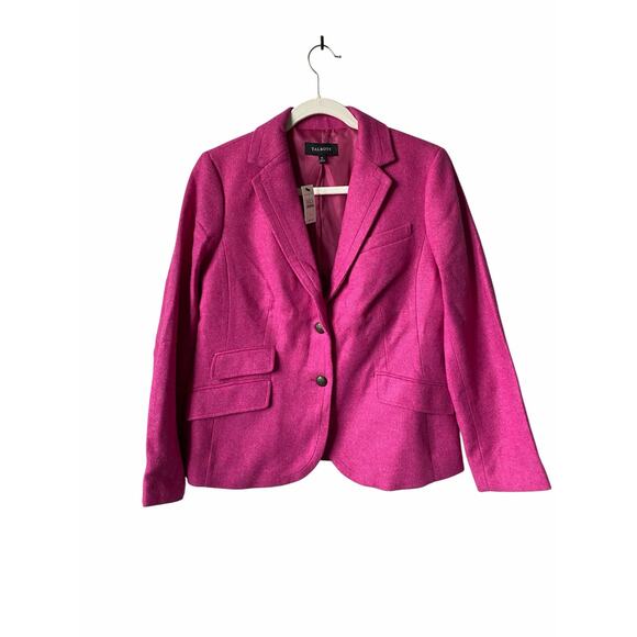 NWT Talbots Pink Wool Blend 2 Crested Button Lined Career Blazer Jacket Sz 12 - Picture 2 of 13